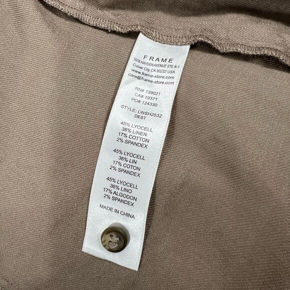 Frame Brown Arie Long Sleeve Linen Blend Top Size Small - Picture 3 of 10